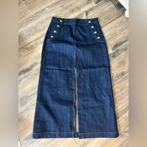 J. Crew Jean skirt with Gold Accents
